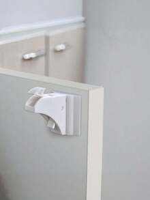 One Set Adhesive Magnetic Cabinet Locks, Easy Installation In Seconds, No Screws Or Drilling Required, Invisible Locks For Cabinets & Drawers - White - View 6