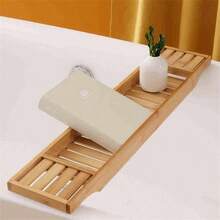 Khay bồn tắm bằng tre không thể mở rộng, phụ kiện phòng tắm, lý tưởng làm quà tân gia, kỷ niệm, đám cưới, sinh nhật, kệ lưu trữ cho nhà bếp và phòng tắm - Nhiều màu - Xem 7