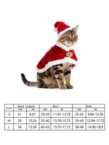 PETSIN 1SET Christmas Pet Costume Set, Hat & Cape Cloak, Festive Dress‑Up Outfit For Cats & Dogs - Red - View 5