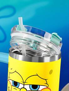 SpongeBob SquarePants | SHEIN 1200 Ml / 40oz Stainless Steel , Keep Cold Water Bottle, With Straw, Suitable For Hot Water And Cold Drink - Yellow - View 4