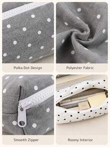 1pc Large Capacity Polka Dot Stationery Bag & Makeup Bag: Korean Style Pencil Case | Minimalist Portable Women's Design, Perfect For Desk Organization & Home Decor, Versatile Storage Solution For School Office Travel - multicolor - View 4