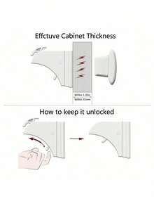 One Set Adhesive Magnetic Cabinet Locks, Easy Installation In Seconds, No Screws Or Drilling Required, Invisible Locks For Cabinets & Drawers - White - View 7