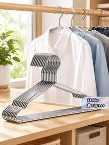 20pcs Stainless Steel Clothing Hangers With Shoulder Grooves: Non-Slip, Durable, Ideal For Coats, Suits, Dresses, And Home Storage - Multicolor - View 1