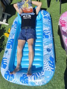 1 Piece PVC Inflatable Double Person Floating Raft Maple Leaf Lounge Chair Folding Pool Float Mat For Summer Beach Sun Tanning Lake Relaxation Outdoor Water Party Accessory - multicolor - View 12