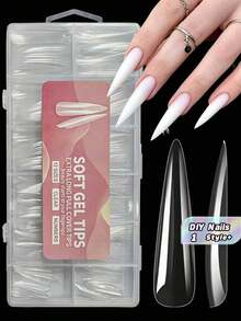 1 Box Extra Long Full Coverage Transparent Pointed Fake Nails Flexible Durable For DIY Salon Manicure Must Have Beauty Supply - Clear - View 1