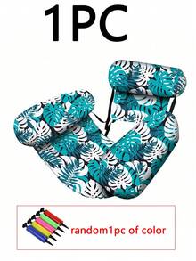 1pc Floating Pool Lounge Chair, Adult Inflatable Pool Hammock Chair, Pool Floating Bed Chair, Floating Pool Sofa With Blue Floral Pattern, Suitable For Summer Pool Party - Multicolor - View 15