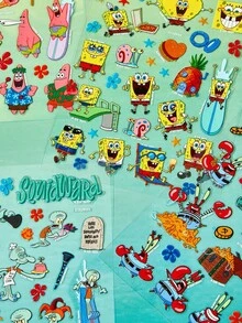 SpongeBob SquarePants | SHEIN Cartoon Stickers, Sticker Set, Multi-Color Stickers, Suitable For Laptops, Water Bottles, Scrapbooks And DIY Handmade - Multicolor - View 4