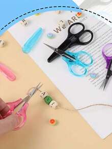 1 Piece Of Mixed Color Round Head Mini Safety Scissors-Multifunctional Stainless Steel Craft And Beauty Scissors, Purple And Pink, Very Suitable For Paper Trimming And Detail Work, Handicraft, Beauty Scissors - multicolor - View 7