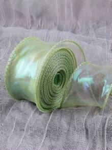 Gradient Iridescent Sheer Organza Ribbon Rolls, 4cm Width, About 9 Meters Per Roll, Shiny Transparent Chiffon Wavy Edge Ribbons For Gift Packaging, Floral Bouquet, Bow Making, Wedding DIY Decor - multicolor - View 15