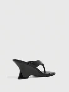 CUCCOO SZL Ladies Square Toe Elegant Fashion Vacation Wedge Sandals - Black - View 3