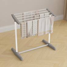 1Pc Foldable Movable Clothes Rack, Multi-Tier Floor Towel Holder, Indoor Floor Aerodynamic Garment Rack - Floor model - View 2