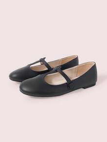 CUCCOO DOLLMOD Women's Shoes, Black T-Shaped Mary Jane Flats, Round Toe Soft Ballet Shoes, Casual And Comfortable Retro Versatile Commuting - Black - View 2