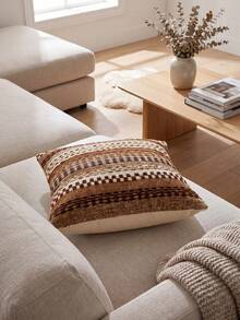 One Piece (No Filler) Bohemian Striped Pillow Cover, Fashionable Retro Luxury Multi-Color Pattern Jacquard Chenille Cushion Cover, Suitable For Daily Home, Sofa, Bed Bedroom, Decorative Pillowcase, Universal In Spring, Summer, Autumn And Winter - Coffee Brown - View 8