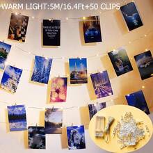 Teckwe 1set 1/2/3/4/5/10M Home Decor Photo Clips Light String,Indoor Bedroom Wall Decoration Fairy Light String With Plastic Clips, Wedding Birthday Party Decor Light String, Christmas Tree Decoration Lights,Girls' Room Wall Decorative Light String - Yellow light - View 17