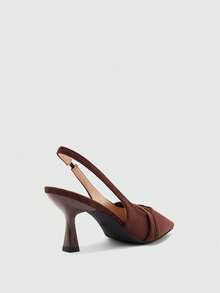 CUCCOO BIZCHIC Sepatu hak tinggi wanita berujung lancip, sepatu hak tinggi serbaguna untuk bepergian dan pemakaian sehari-hari. - Suede coklat tua - View 4