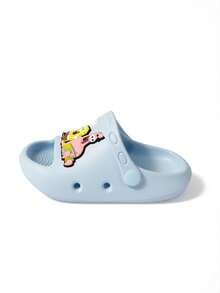 SpongeBob SquarePants | SHEIN 可愛卡通兒童拖鞋，適合幼兒與兒童，EVA材質，適用於居家浴室、游泳池、海灘等 - 淺藍色 - 查看 6