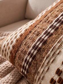 One Piece (No Filler) Bohemian Striped Pillow Cover, Fashionable Retro Luxury Multi-Color Pattern Jacquard Chenille Cushion Cover, Suitable For Daily Home, Sofa, Bed Bedroom, Decorative Pillowcase, Universal In Spring, Summer, Autumn And Winter - Coffee Brown - View 6