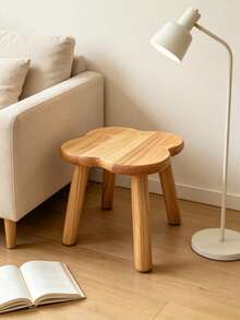 1PC SolidWood Multipurpose Sturdy NonSlip EasyClean SpaceSaving ShoeChanging TeaTableSeat NaturalCloverShape RoundStool Entryway LivingRoom Bedroom Balcony HomeDecor Practical MustHave HotSale - wood color - View 6
