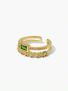 Vandermere 1 Piece Of Stylish And Versatile Temperament Design Forest-Style Emerald Green Personality Double-Layer Ring - Multicolor - View 3
