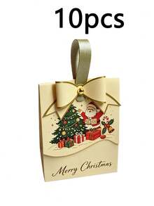 Cartoon Santa Claus & Pine Tree Christmas Gift Tote Bags, Portable Holiday Party Packaging Bags, Xmas Candy & Small Present Handheld Gift Bags - multicolor - View 8