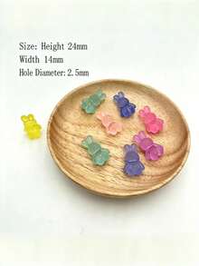 Matte Bunny Shaped Acrylic Spacer Beads With Horizontal Holes, DIY Craft Supplies For Bracelet, Necklace & Keychain Making - Multicolor - View 7