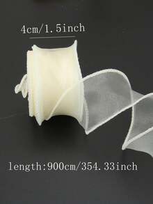 Beige Chiffon Tulle Ribbon For Gift Wrapping, Wedding Bouquets, DIY Crafts, Home Decor, Party Supplies & Elegant Packaging - Beige - View 7