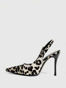 CUCCOO SZL Embossed Pointed Back Thin Heel Sandals, Retro Commuter Adjustable Buckle High Heel Shoes Fall Shoes - Tide leopard print apricot - View 8