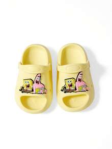 SpongeBob SquarePants | SHEIN 可愛卡通兒童拖鞋，適合幼兒與兒童，EVA材質，適用於居家浴室、游泳池、海灘等 - 黃色 - 查看 7