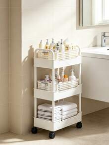 1Pc Small Cart With Seam Storage Rack, Movable Floor Small Cart, Multi-Layer Kitchen, Vegetable, Bathroom, Narrow Edge Storage Rack. - Multicolor - View 9