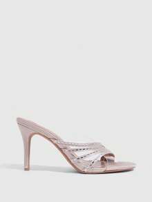CUCCOO SZL Women's High-Heeled Sandals. Light Luxury Rhinestone Straps, Banquet Style Open-Toed Women's Shoes - Baby Pink - View 2