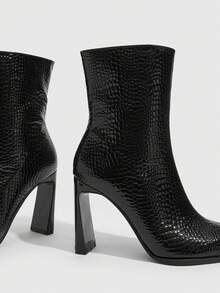CUCCOO SZL New Small Square Toe Mid-Heel Black Jindian Thin Commuting Atmosphere Ankle Boots Fall Boots - Black - View 5
