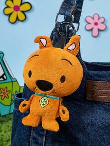 SCOOBY-DOO X POKOJA LAND 1Pc Cartoon Dog Plush Keychain, Soft Short Plush Fabric Cute Animal Bag Pendant With Carabiner Clip, 13cm Mini Stuffed Doll Key Accessory For Backpack Handbag Keys Decor - Brown - View 2