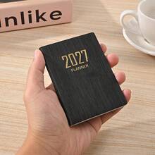 1 دفتر تخطيط إنجليزي A7 لعام 2027، 64 دفتر تقويم أسبوعي رقيق 128 صفحة، دفتر تقويم تخطيط يومي 365 يوم، دفتر جدول يومي محمول صغير A7، دفتر من جلد PU - متعدد الألوان - مشاهدة 12