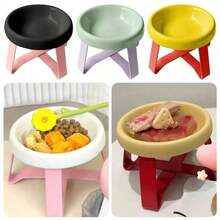 1pc Ufo-Shaped Cat Bowl - 2-In-1 Food And Water Tray, Ufo Stand Protects Neck, Anti-Spill, Anti-Slip, Suitable For Kittens, Puppies, And Small Pet Feeding And Drinking - Multicolor - View 2
