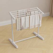 1Pc Foldable Movable Clothes Rack, Multi-Tier Floor Towel Holder, Indoor Floor Aerodynamic Garment Rack - Floor model - View 3