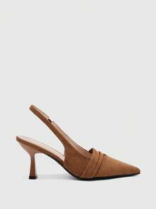 CUCCOO BIZCHIC Women's Pointed Toe Pumps, Versatile High Heels For Commuting And Daily Wear - Brown suede - View 2