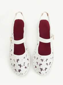 CUCCOO CHICEST Women's Hollow Mesh Yarn Flower Embroidery Fabric, Light And Breathable Round Toe Exposed Heel Flat Shoes, Suitable For Summer Leisure Vacation Beach - Off-white - View 2