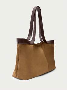 Nöista Suede Tote Bag With Sculptural Folds, Wide Leather Handles And A Soft, Relaxed Silhouette. - Brown - View 5