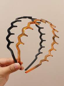 BestieMix 1-Piece Set Of Wave Melad Jelly Bright Black Amber Hair Hoops, Versatile For Breaking Hair And Organizing Commuting Daily Hair Bands - Multicolor - View 2