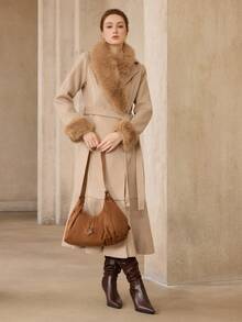 MOTF WOMEN'S FASHION BROWN SHOULDER BAG, RING HARDWARE DECORATION, SOFT SUEDE LARGE CAPACITY TOTE BAG, FOR DAILY SHOPPING COMMUTE - Brown - View 10