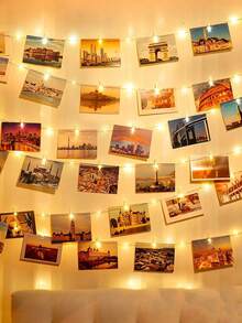Teckwe 1set 1/2/3/4/5/10M Home Decor Photo Clips Light String,Indoor Bedroom Wall Decoration Fairy Light String With Plastic Clips, Wedding Birthday Party Decor Light String, Christmas Tree Decoration Lights,Girls' Room Wall Decorative Light String - Yellow light - View 5