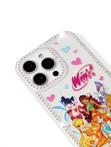 The Winx X SHEIN بطانية هاتف محمول شفاف بنمط كرتوني مع حفر، بطانية هاتف محمول واقي مضاد للسقوط آيفون 11-17 - متعدد الألوان - مشاهدة 4