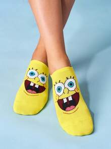 SpongeBob SquarePants | SHEIN 6雙軟薄透氣男女通用隱形襪 吸濕排汗低筒隱形襪 - 雜色 - 查看 6