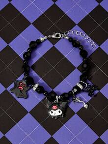 HELLO KITTY AND FRIENDS | SHEIN New Creative Cartoon Pattern Printed Beaded Bracelet, IP Joint Design, Lovely Personality, Simple And Generous, Can Also Be Used As Accessories, Suita - Silver - View 3