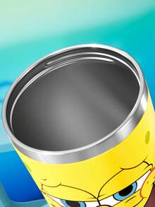 SpongeBob SquarePants | SHEIN 1200 Ml / 40oz Stainless Steel , Keep Cold Water Bottle, With Straw, Suitable For Hot Water And Cold Drink - Yellow - View 5