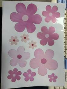 4PCS Boho Floral Wall Stickers Pink Flower Pattern Reusable Self Adhesive PVC Decals For Window Living Room Bedroom Hotel Cafe Smooth Surface Seasonal Decor Home Room Wall Decoration - Pink - View 7