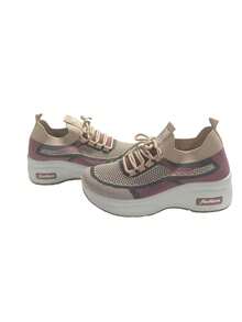 2025 Spring Women'S Thick Sole Casual Sneakers, Breathable Comfortable Platform Shoes For Mothers - Beige - View 9