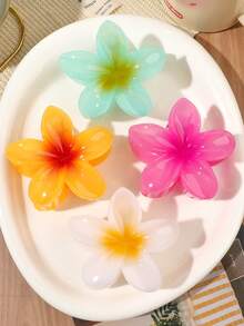 BestieMix One Piece Set Of Summer Fruit Color Gradient Egg Flower Hair Claws, Beach Vacation Atmosphere, Fresh Flowers, Hair Accessories At The Back Of The Head - Multicolor - View 2
