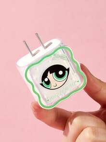 THE POWERPUFF GIRLS X SHEIN Data Cable Protector, Suitable For IPhone Charger, 4-Piece Set Of Mobile Phone Cable Protectors, Charger Protector (Excluding Data Cable) - Green - View 3