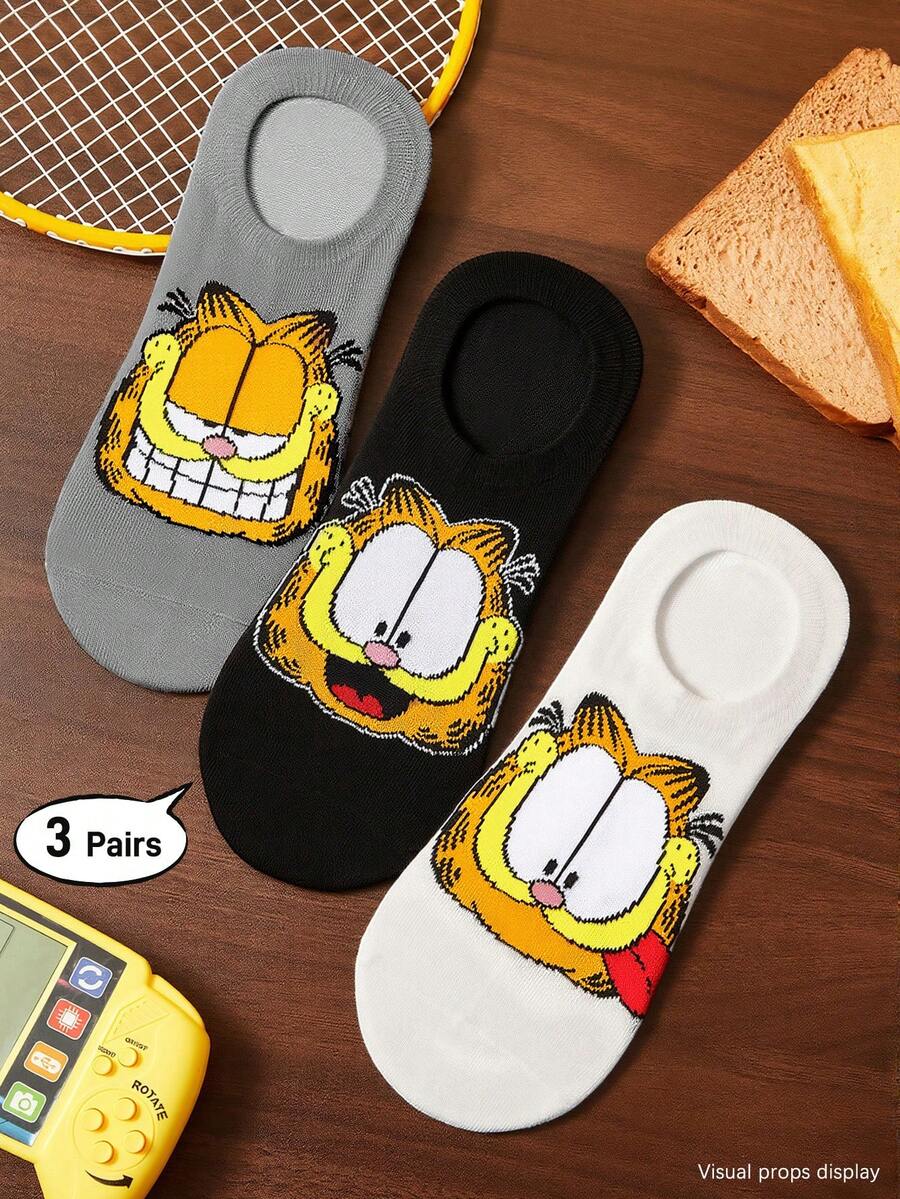 GARFIELD | SHEIN 3雙軟薄透氣男女通用隱形襪 吸濕排汗低筒隱形襪 - 雜色 - 查看 1